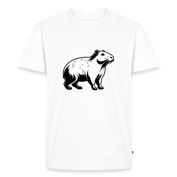 Capybara - Autocollant Animal Mignon - T-shirt Premium bio Homme - blanc - Devant - Nico (187cm)