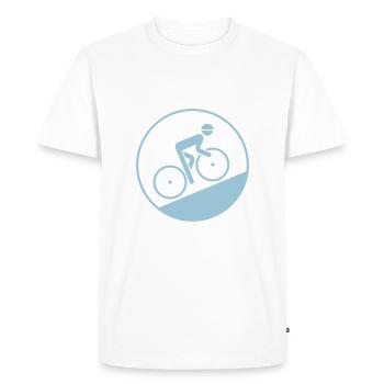 Cycliste En Montant (Bicyclette De Course / Vélo) - T-shirt Premium bio Homme - blanc - Devant - Nico (187cm)
