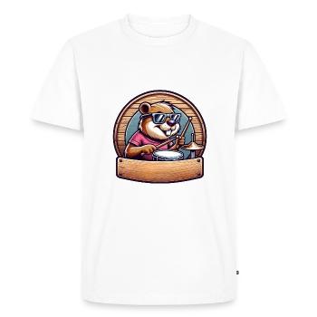 Beaver Drummer Rongeur Baguettes Rock - T-shirt Premium bio Homme - blanc - Devant - Nico (187cm)