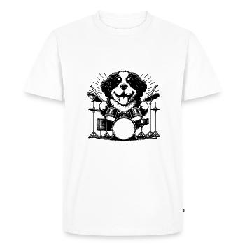 Cool Bernese Mountain Dog Puppy Drummer - Men's Premium Organic T-Shirt - white - Front - Nico (187cm)