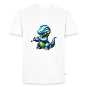 Conception musicale de flûte mignonne de jeu de dino - T-shirt Premium bio Homme - blanc - Devant - Nico (187cm)