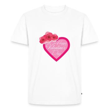 Coeur de la Saint-Valentin avec motif rose - T-shirt Premium bio Homme - blanc - Devant - Nico (187cm)