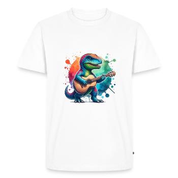 Cool Dino Guitariste Dinosaure Design - T-shirt Premium bio Homme - blanc - Devant - Nico (187cm)