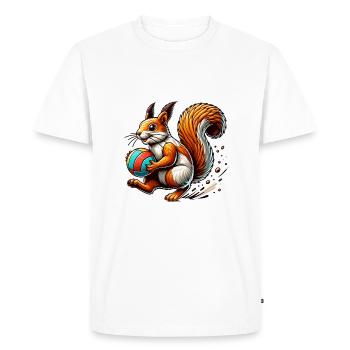 Volleyball Squirrel Nuts Animal Lover - Men's Premium Organic T-Shirt - white - Front - Nico (187cm)