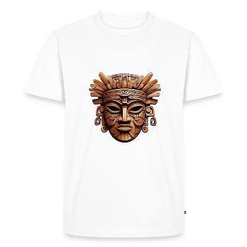 Ornate Carved Aztec, Mayan, Inca Mask - Men's Premium Organic T-Shirt - white - Front - Nico (187cm)