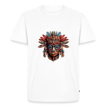 Ornate Carved Aztec, Mayan, Inca Mask - Men's Premium Organic T-Shirt - white - Front - Nico (187cm)