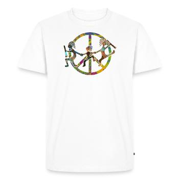 Kokopelli Family in Peace Sign Design 2 - T-shirt Premium bio Homme - blanc - Devant - Nico (187cm)