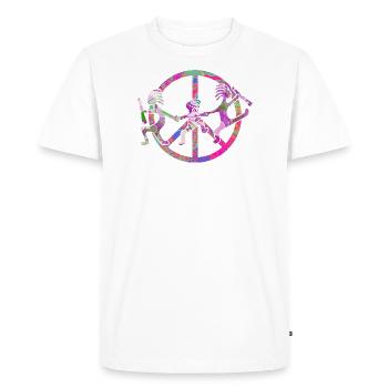 Kokopelli Family in Peace Sign Design 3 - T-shirt Premium bio Homme - blanc - Devant - Nico (187cm)