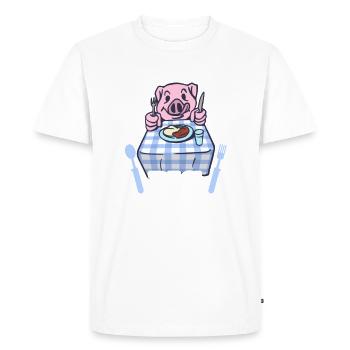 Faim de cochon Nourriture Porcelet Enfant - T-shirt Premium bio Homme - blanc - Devant - Nico (187cm)