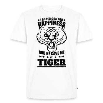 Sort de chance du tigre de Dieu - T-shirt Premium bio Homme - blanc - Devant - Nico (187cm)