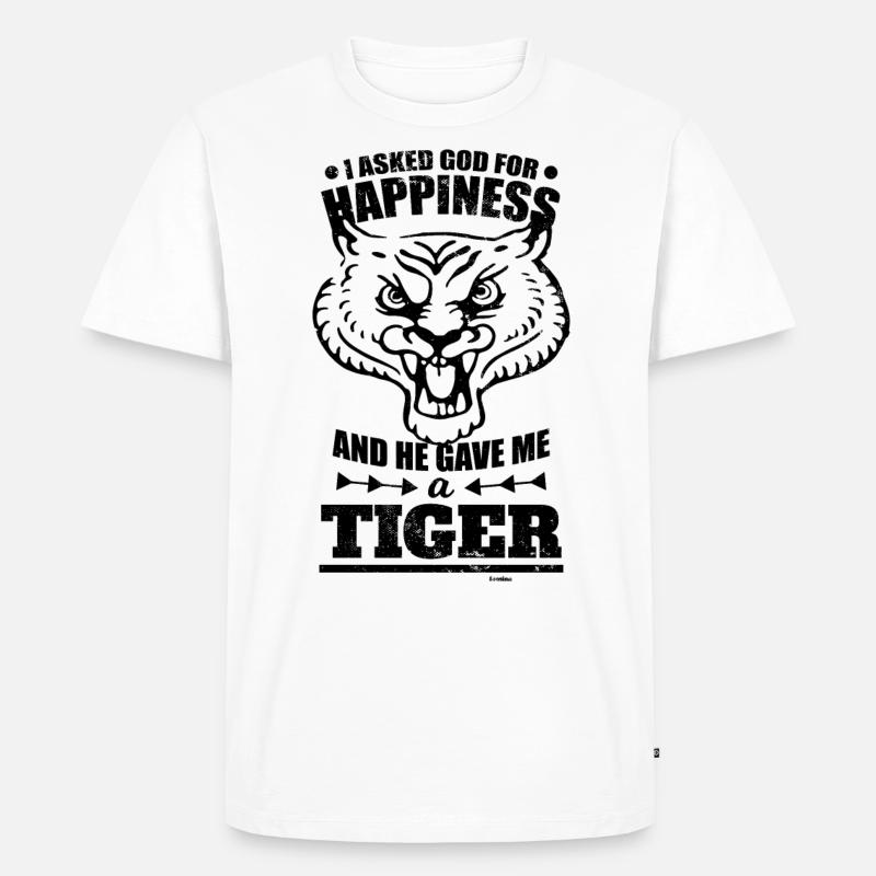 Gott Tiger Glück Spruch - Männer Premium Bio T-Shirt - Weiß