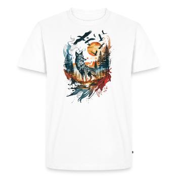 Wolf of nature - Men's Premium Organic T-Shirt - white - Front - Nico (187cm)