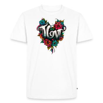 J’aime maman tatouage coeur fleur graphique - T-shirt Premium bio Homme - blanc - Devant - Nico (187cm)