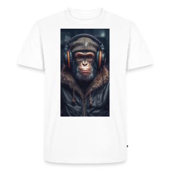 Music Monkey - Men's Premium Organic T-Shirt - white - Front - Nico (187cm)