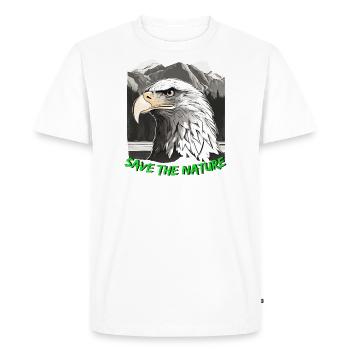 Tête d’aigle « Sauvez la nature » - T-shirt Premium bio Homme - blanc - Devant - Nico (187cm)