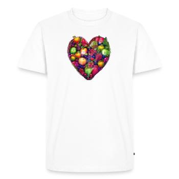 Coeur de fruits, Fruits, Pommes, Poires, Baies - T-shirt Premium bio Homme - blanc - Devant - Nico (187cm)