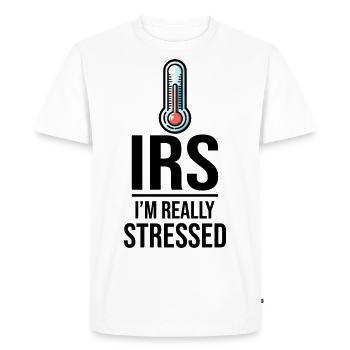 Thermomètre fiscal : les niveaux de stress de l’IRS augmentent - T-shirt Premium bio Homme - blanc - Devant - Nico (187cm)