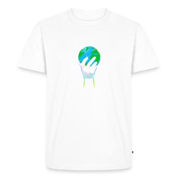 Il soutient le monde - Allemand - T-shirt Premium bio Homme - blanc - Devant - Nico (187cm)