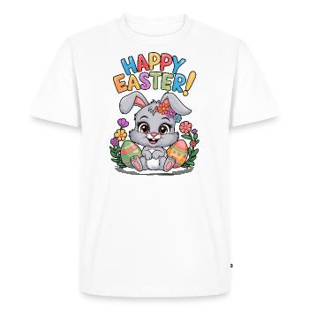 Lapin de Pâques Joyeuses Pâques Oeuf de Pâques Pâques - T-shirt Premium bio Homme - blanc - Devant - Nico (187cm)