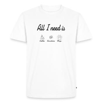 All i need is Coffee Sunshine and Dogs - Men's Premium Organic T-Shirt - white - Front - Nico (187cm)