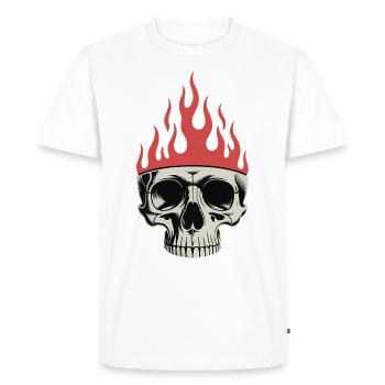 Flame Crown Skull - Cool Skeleton Tattoo - Men's Premium Organic T-Shirt - white - Front - Nico (187cm)