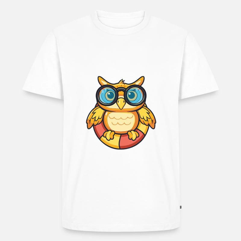 Eule Comic Cool - Männer Premium Bio T-Shirt - Weiß