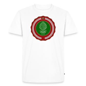 Seal Augsburg - Red Green White - Swiss stone pine nut - Men's Premium Organic T-Shirt - white - Front - Nico (187cm)