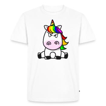 Je déteste les gens La licorne douce Mauvais regard - T-shirt Premium bio Homme - blanc - Devant - Nico (187cm)