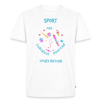Cadeau de professeur de sport - École de professeur de sport Einhorn - T-shirt Premium bio Homme - blanc - Devant - Nico (187cm)
