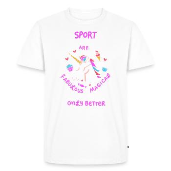 Cadeau de professeur de sport - École de professeur de sport Einhorn - T-shirt Premium bio Homme - blanc - Devant - Nico (187cm)