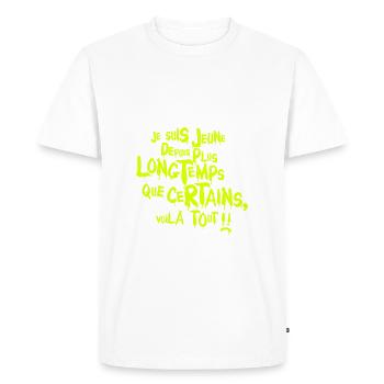 ajouter age jeune depuis longtemps anniv - T-shirt Premium bio Homme - blanc - Devant - Nico (187cm)