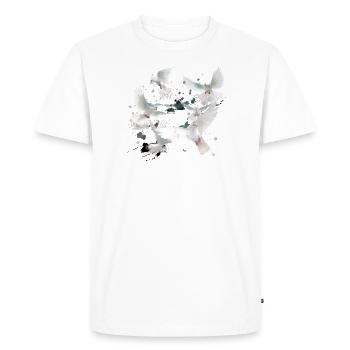 pigeons,sourds,oiseaux,troupeaux d’oiseaux,blancs,graffitis - T-shirt Premium bio Homme - blanc - Devant - Nico (187cm)