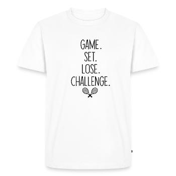 Tennis - Game - Set - Lose - Challenge - Men's Premium Organic T-Shirt - white - Front - Nico (187cm)