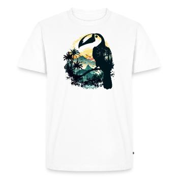 Jungle d'oiseaux toucans - T-shirt Premium bio Homme - blanc - Devant - Nico (187cm)