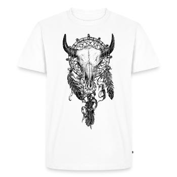 Skull Dreamcatcher Tattoo - T-shirt Premium bio Homme - blanc - Devant - Nico (187cm)