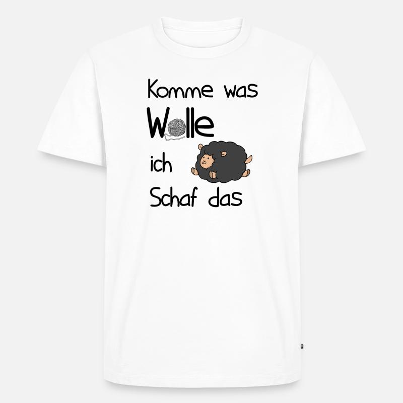 Stricken Damen Tshirt Schäfchen Geschenkidee - Männer Premium Bio T-Shirt - Weiß