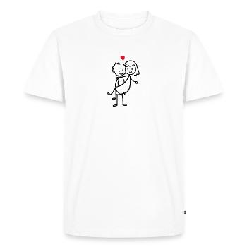 Couple Chemise Saint-Valentin Cadeau Bâton - T-shirt Premium bio Homme - blanc - Devant - Nico (187cm)