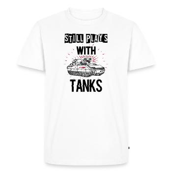 funny tank driver tshirt for tank fans - Men's Premium Organic T-Shirt - white - Front - Nico (187cm)