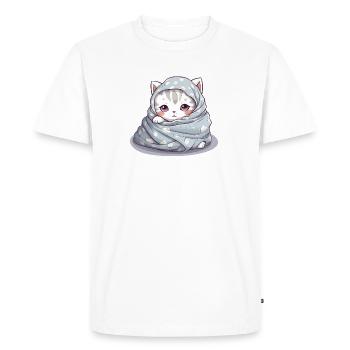 Chemise de nuit pour lève-tard et propriétaires de chats - T-shirt Premium bio Homme - blanc - Devant - Nico (187cm)