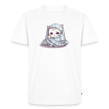 Cute sleeping cuddle cat cat owner - Men's Premium Organic T-Shirt - white - Front - Nico (187cm)
