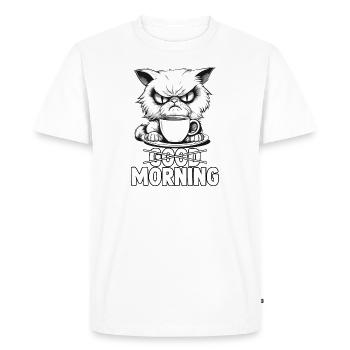Chemise câline drôle chats dictons matin grincheux - T-shirt Premium bio Homme - blanc - Devant - Nico (187cm)