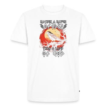 Hache viking | Chemise de guerrier viking | Corbeau d’Odin - T-shirt Premium bio Homme - blanc - Devant - Nico (187cm)