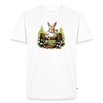 HappyHops Kaninhop Rabbithop Gift - Men's Premium Organic T-Shirt - white - Front - Nico (187cm)