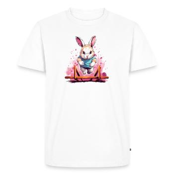 Kaninhop motif for rabbit owners Kaninhop - Men's Premium Organic T-Shirt - white - Front - Nico (187cm)