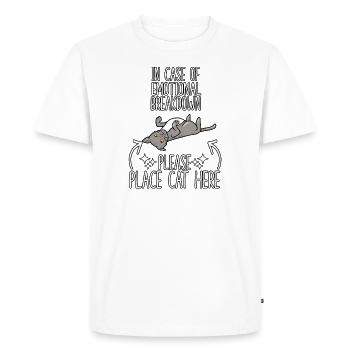 T-shirt câlin chat propriétaire chat disant - T-shirt Premium bio Homme - blanc - Devant - Nico (187cm)