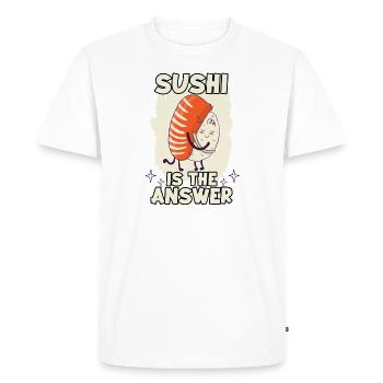 funny sushi ramen nigiri maki anime kanji sushi - Men's Premium Organic T-Shirt - white - Front - Nico (187cm)