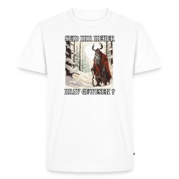 Le Krampus arrive | Kramperl | Krampus Costume - T-shirt Premium bio Homme - blanc - Devant - Nico (187cm)