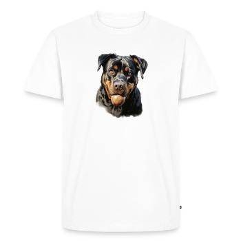 Cute Rottweiler walking outfit Rottweiler dog - Men's Premium Organic T-Shirt - white - Front - Nico (187cm)