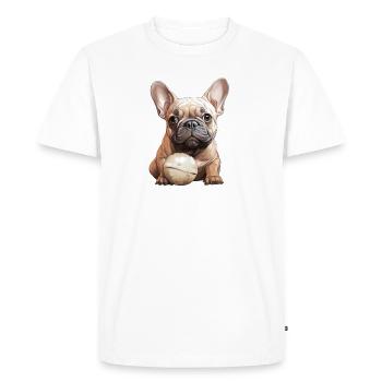 Adorable chiot Frenchie Bouledogue français Chiens - T-shirt Premium bio Homme - blanc - Devant - Nico (187cm)