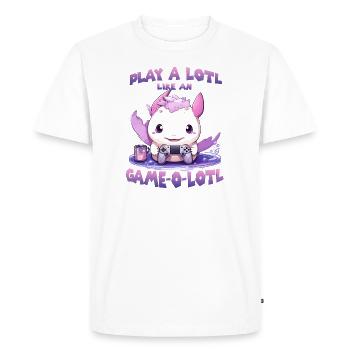 Axolotl T mignon pour les joueurs | Kawaii Stuff - T-shirt Premium bio Homme - blanc - Devant - Nico (187cm)